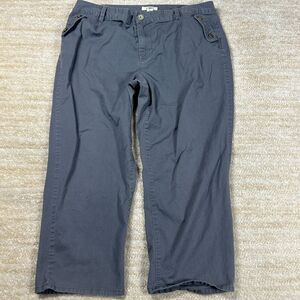 Cato Pants Womens 14 Wide Leg Cropped Gray Cotton Stretch Snap Pocket Casual